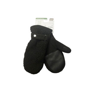 Isotoner Signature Fleece-Lined Black Berber Mittens Gloves Sz One Size